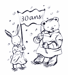 illustration of bear and rabbit - Moulin Roty