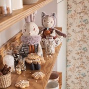 apres la pluie soft toys - moulin roty les petits in the pantry eating biscuits - japanese plush toys, toy rainbow, pink toys, sheep plush toy